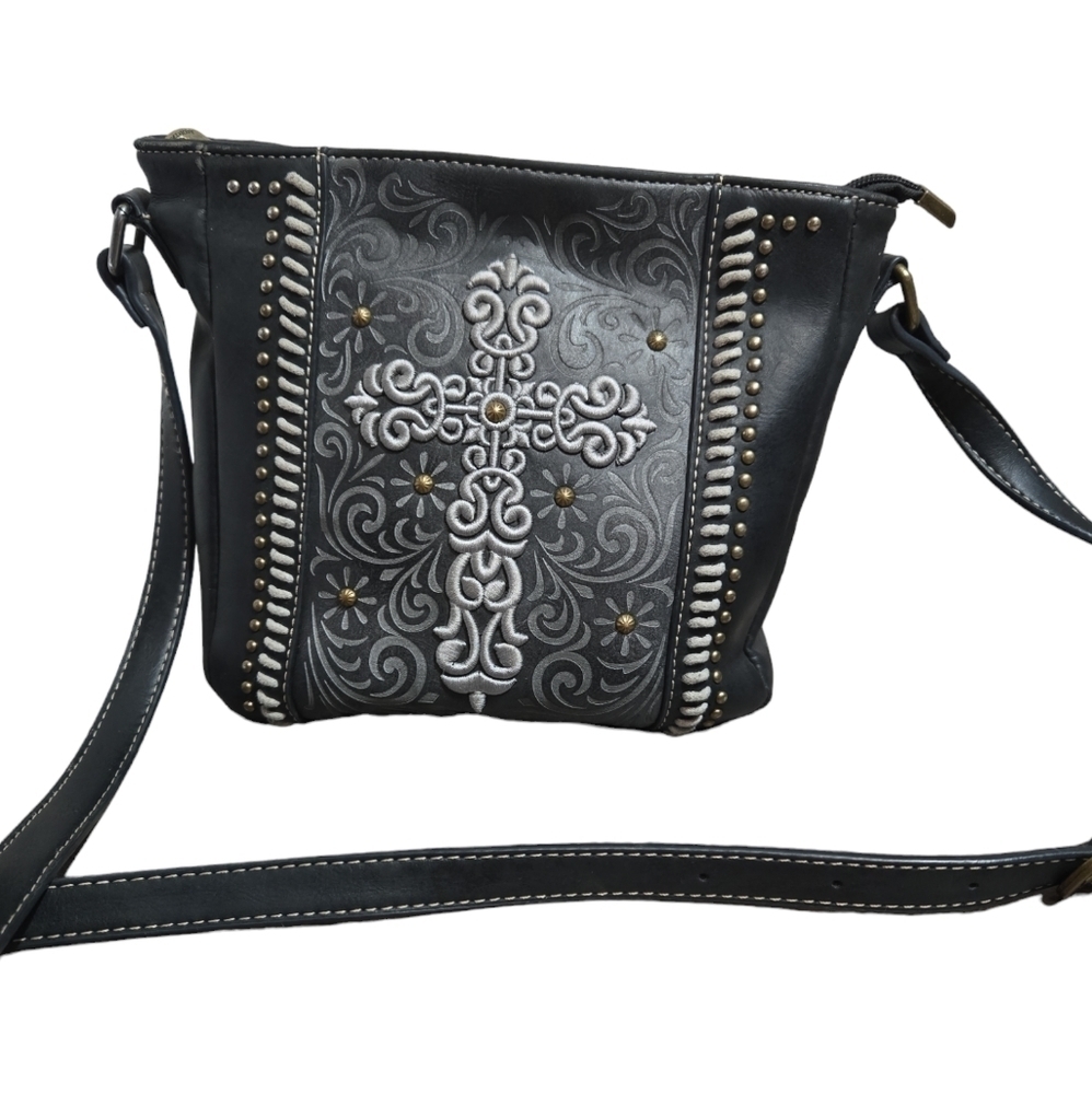 Montana West concealed handbag gray and black with studs